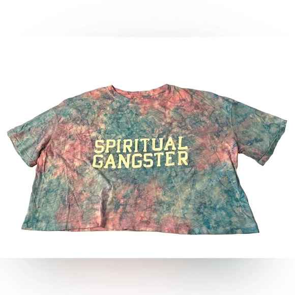 $78 Spiritual Gangster Tie Dye Short Sleeve Cropped Tee Medium - Picture 1 of 5